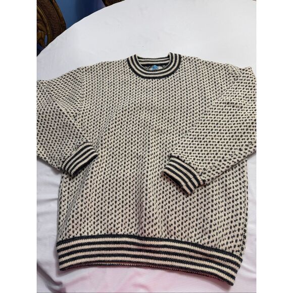 L.L. Bean Vintage Norway Birdseye Heavy Fisherman Sweater Men’s Size Large Tall - Picture 2 of 16